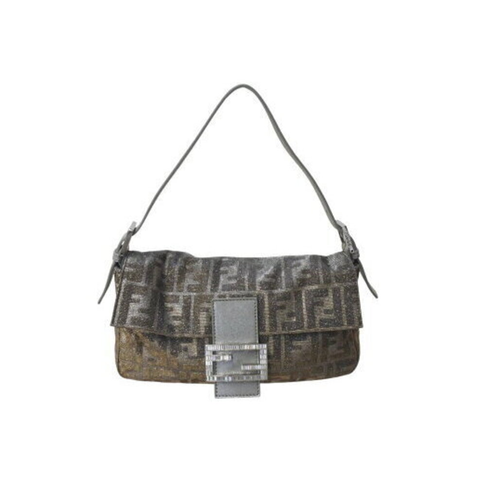 FENDI Mamma Bucket Hobo Shoulder bag Zucca rhinestones glitter silver gold